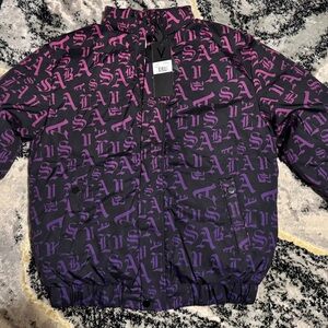 Valabasas Stylish Black and Purple Bomber Jacket